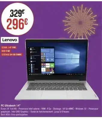 Géant Casino Lenovo pc ultrabook 14 offre