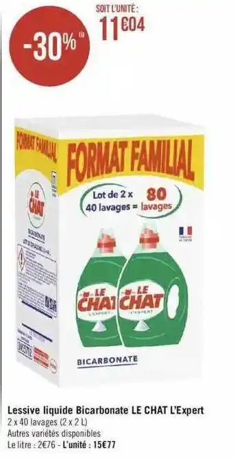 Géant Casino Lessive liquide bicarbonate le chat l'expert offre