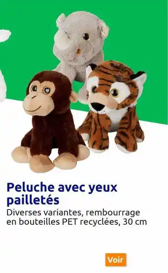 Action Peluche avec yeux pailletés offre