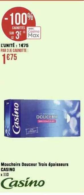 Géant Casino Mouchoirs douceur trois épaisseurs casino offre