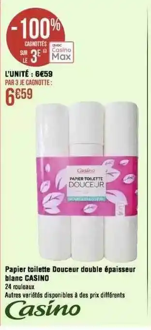 Géant Casino Papier toilette douceur double épaisseur blanc casino offre