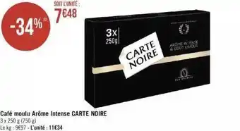 Géant Casino Café moulu arôme intense carte noire offre