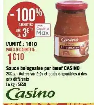 Géant Casino Sauce bolognaise pur boeuf casino offre