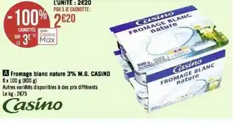 Géant Casino Fromage blanc nature 3% m.g. casino offre