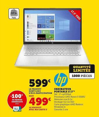 Hyper U Ordinateur portable 17,3 offre