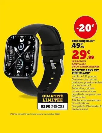 Hyper U Montre abyx fit fuji black offre