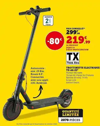 Hyper U Trottinette électrique tx-as-03 offre