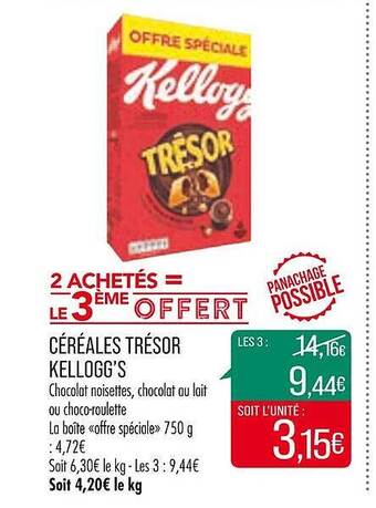 Match Céréales trésor kellogg's offre