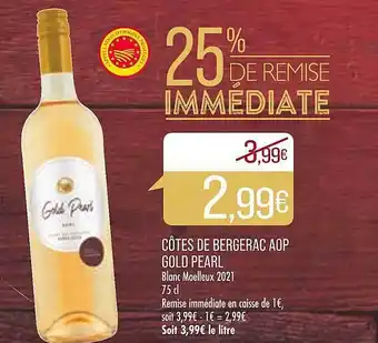 Match Côtes de bergerac aop gold pearl offre