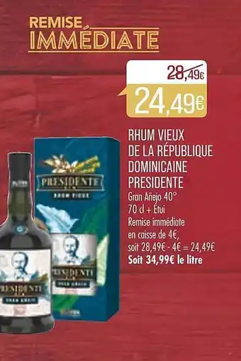 Match Rhum vieux de la république dominicaine presidente offre