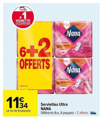 Carrefour Serviettes ultra nana offre