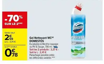 Carrefour Gel nettoyant wc domestos offre