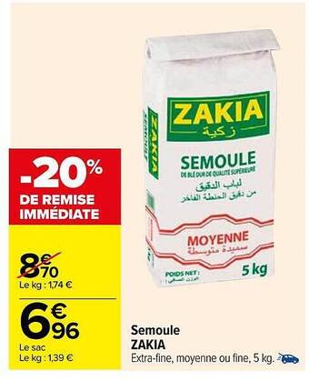 Carrefour Semoule zakia offre