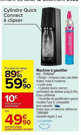 Carrefour Machine à gazéifier sodastream offre