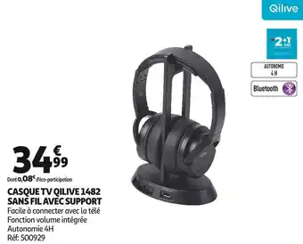 Auchan Casque tv qilive 1482 sans fil avec support offre
