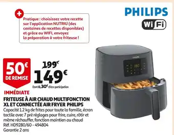 Auchan Philips friteuse à air chaud multifonction xl et connectée air fryer offre