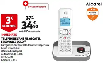 Alcatel téléphone sans fil f860 voice solo