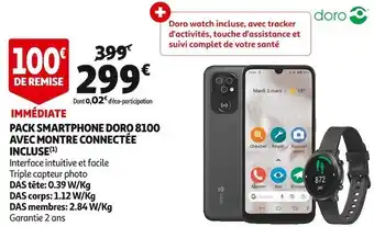 Auchan Doro pack smartphone 8100 avec montre connectée incluse offre