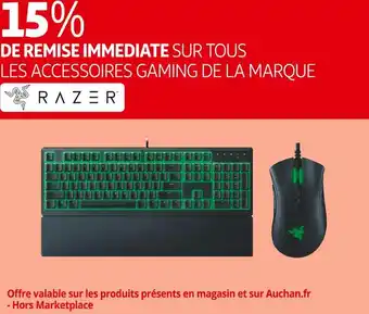 Auchan Razer 15% de remise immédiate sur tous les accessoires gaming de la marque razer offre