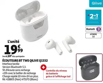 Auchan Qilive écouteurs bt tws q1332 offre