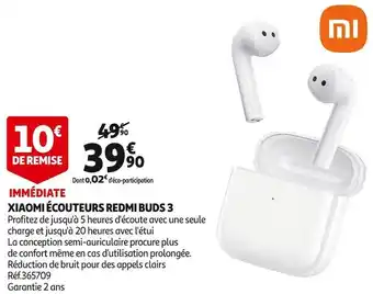 Auchan Xiaomi écouteurs redmi buds 3 offre