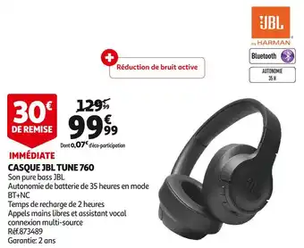 Auchan Jbl casque tune 760 offre