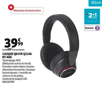 Auchan Qilive casque q1136 bt anc offre