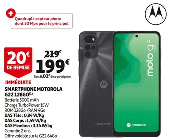 Auchan Motorola smartphone g22 128go offre
