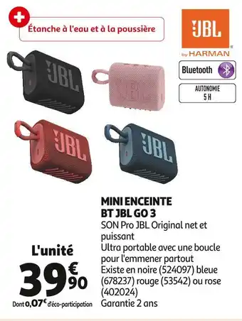 Auchan Jbl mini enceinte bt go 3 offre