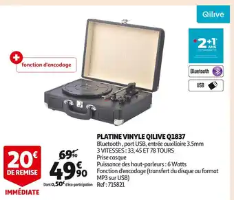Auchan Qilive platine vinyle q1837 offre