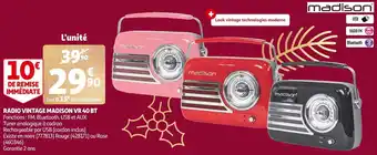 Auchan Madison radio vintage vr 40 bt offre