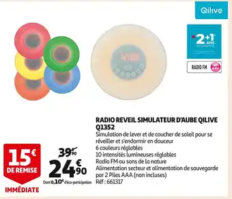 Auchan Qilive radio reveil simulateur d'aube q1352 offre