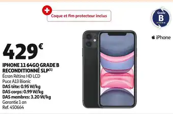 Auchan Apple iphone 11 64go grade b reconditionné slp offre