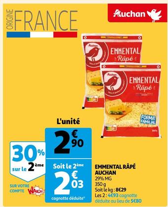 Auchan Auchan emmental râpé offre