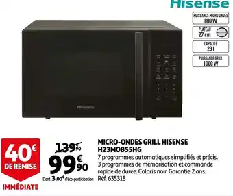 Auchan Hisense micro-ondes grill h23mobs5hg offre