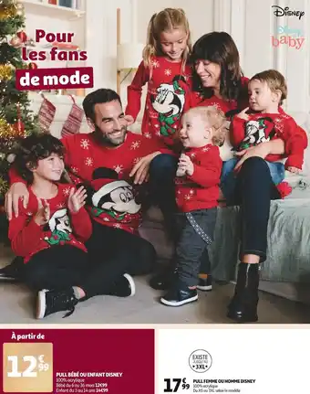 Auchan Disney pull bébé ou enfant pull femme ou homme offre