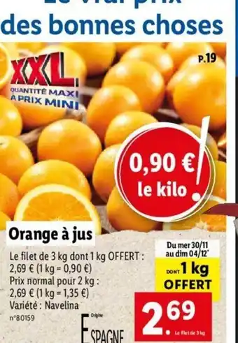 Lidl Orange A Jus offre