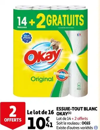 Auchan Okay essuie-tout blanc offre