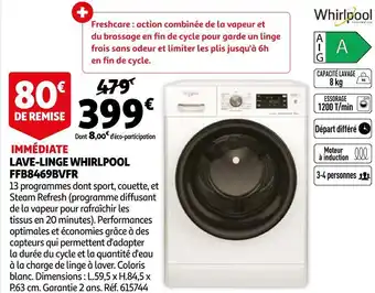 Auchan Whirlpool lave-linge ffb8469bvfr offre