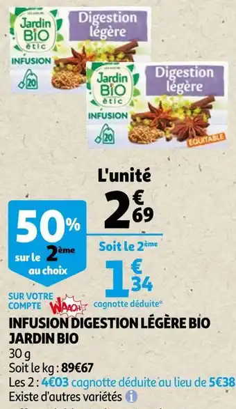 Auchan Jardin bio infusion digestion légère bio offre