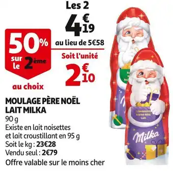 Auchan Supermarché Milka moulage père noël lait offre