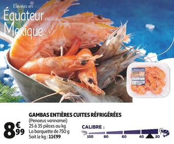 Auchan Supermarché Gambas entières cuites réfrigérées offre
