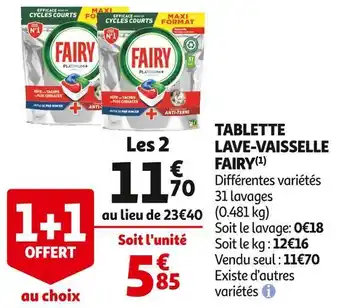 Auchan Supermarché Fairy tablette lave-vaisselle offre