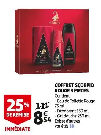 Auchan Supermarché Scorpio coffret rouge 3 piéces offre