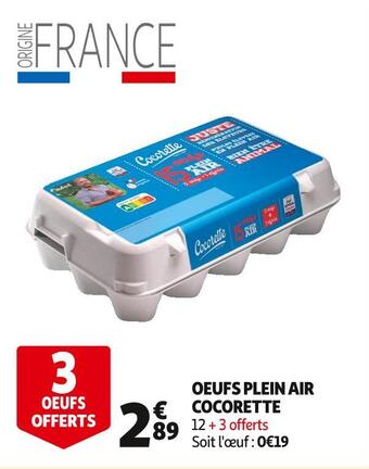 Auchan Supermarché Cocorette oeufs plein air offre