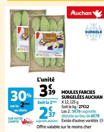 Auchan Auchan moules farcies surgelées offre
