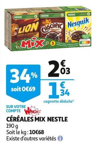 Auchan Supermarché Nestle céréales mix offre