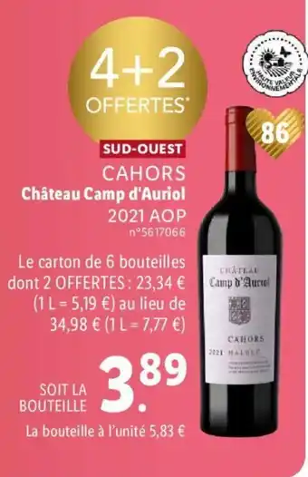 Lidl Chateau Camp D'Auriel 2021 AOP offre