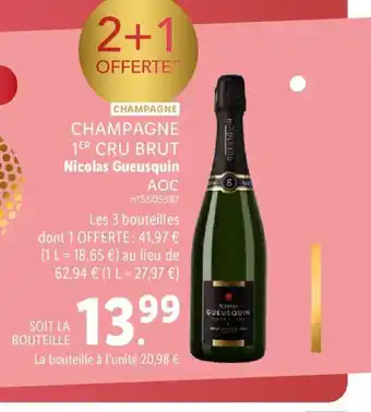Lidl Champagne 1 er Cru Brut Nicolas Gueusquin Aoc offre
