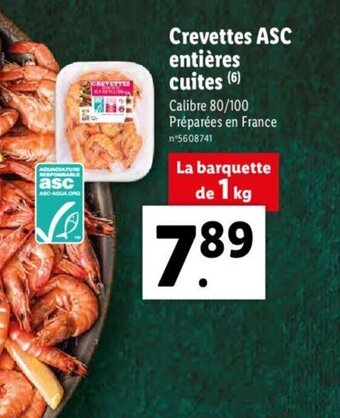 Lidl Crevettes ASC Entieres Cuites offre